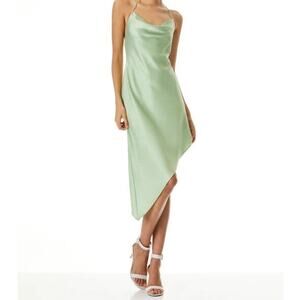 Alicia and Olivia Ice Green Harmony Drapey Asymmetrical Dress, Size 2, B68, $62